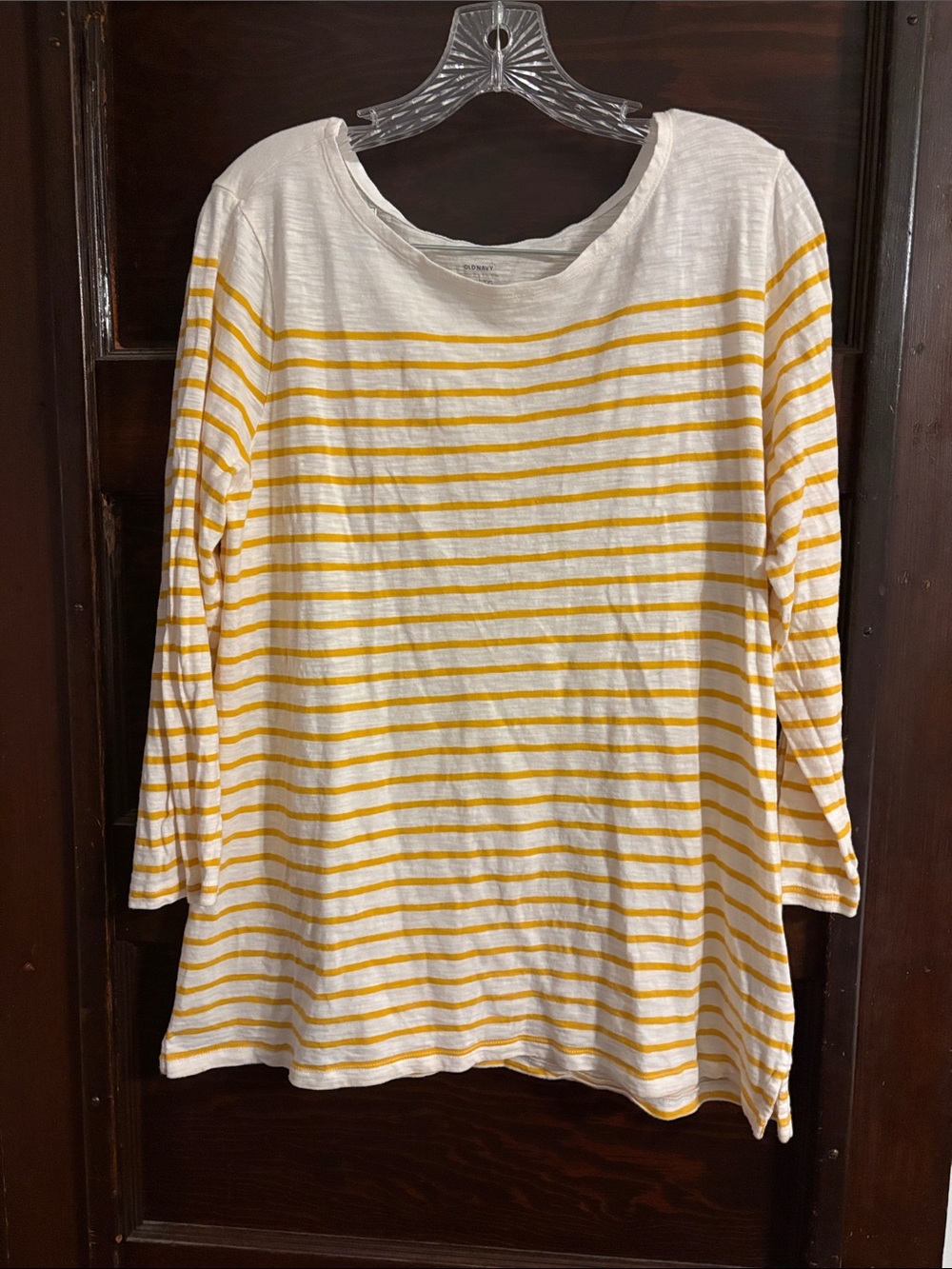 Old Navy White and Yellow Striped Long Sleeve Tee
